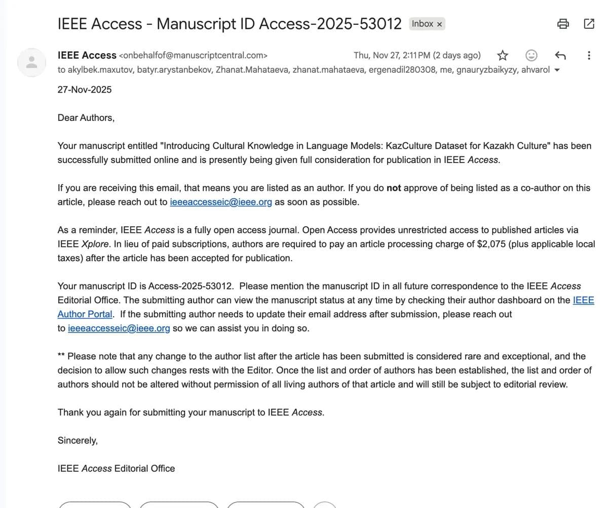 IEEE Access Submission Confirmation